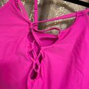 Forever 21  Neon Hot Pink Lace Up Front One Piece Swimsuit, XL Photo 2