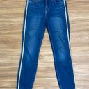 L'AGENCE Margot Skinny High Rise Crop Blue Jeans in Neptune Gold Tuxedo Stripe Photo 1