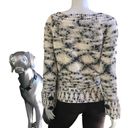 Nine West  Acrylic Wool Black Cream Sweater with Buttoned Sleeves Women's Size M Photo 2