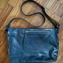 Garnet Hill  Navy Leather Foldover Messenger Bag Crossbody Made in Italy Italian Photo 2