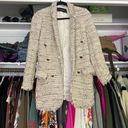 ZARA cream open front gold button tweed long sleeve blazer jacket XS Photo 4