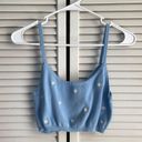 Sky And Sparrow  Sweater Tank Crop Top Blue With Daisies Medium Photo 1