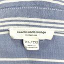 BeachLunchLounge  Blue Stripe Top Loose Fit Shirt Tie Front Sz XL Cap Sleeve Photo 1