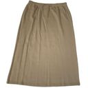 Nina Leonard  Skirt Large Light Brown Tan Midi Acrylic Pull On Waist Band Photo 0