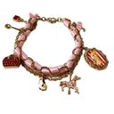 Disney  Parks Mary Poppins Pink Gold Vintage Charm Ribbon Bracelet Photo 4