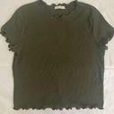 Heart & Hips Olive Green Ribbed Crop Top with Lettuce Edge Photo 0