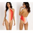 Mara Hoffman  Dominique Rainbow Vista Stripe Halter Top One Piece Swimsuit Medium Photo 10