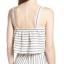 Ten Sixty Sherman  Crop Tank Large White Ivory Navy Linen Stripe Women Top Summer Photo 4