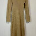 All in Favor Women’s Ribbed Long Sleeve Bodycon Slit Midi Dress Tan Size XL NWT Photo 0