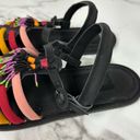 Farm Rio NEW  Black Beaded Rainbow Tube Strap Boho Beaded Tassel Sandals Size 11 Photo 4