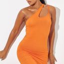 Pretty Little Thing  Bright Orange Asymmetrical Strap Detail Dress Photo 0