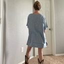 Vintage Blue  Floral Embossed Silk Tee Shirt Dress Photo 4