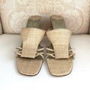 American Vintage 1990s Vintage Ann Marino Sandals Straw Rattan in Tan. Slip on Heel Sandals Photo 1