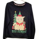 Holiday Time  Bah Humbug Grumpy Cat Christmas Sweatshirt Size Medium Photo 0