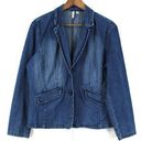 St. John’s Bay St. Johns Bay Women XL Denim Blazer Jacket Stretch Retro Hippie Minimalist Photo 0