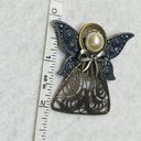 Filagree Silver Gold Color Angel Jewelry Pin Brooch Halo Faux Pearl Bow Wings Photo 3