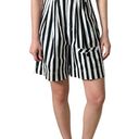 Bermuda vintage black white striped high waisted pleated front  trouser shorts Photo 1