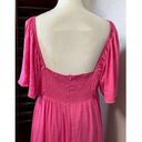 Nsr Womens Dress Pink Smocked Midi Sweetheart Neck Short Flutter Sleeve XL New Photo 4