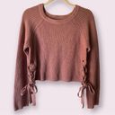 Moon & Madison Brown Knit Lace Up Sides Sweater Photo 0