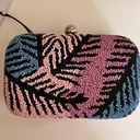 Anthropologie Palm Beaded Box Clutch, Pink/Blue Photo 1