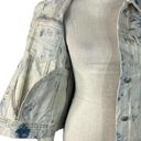 Free People  Medium Rumors Jean Jacket Button-Up Jones Tie Dye Blue Pocket New Photo 2