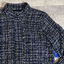 Apt. 9  Tweed Moto Jacket Womens NEW L Metallic Blue Black Zip Snap Button Pockets Photo 2