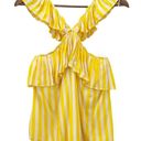 Rebecca Minkoff  Womens XS Doris Yellow Stripe Ruffle Shoulder Sleeveless Top Photo 1