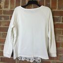 Adrianna Papell  Women's White Lace Front Pullover Sweatshirt - Size M Photo 1