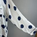 Eberjay Eberjey Women Button Up Long Sleeve Pajama Top Size XL White Blue Polka Dot Silk Photo 2