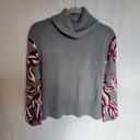 CAbi  Grey and Purple Eden Bell Sleeve Turtleneck Women's Sweater Size Medium Photo 0