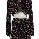 Open Edit  Floral Print Open Back Velour Long Sleeve Minidress NWOT Size Medium Photo 5