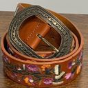 Vera Pelle  Embroidered Brown Leather Belt Photo 6