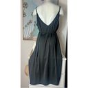 Women's Black Cream Split Color Two Tone Lace Trim Satin Wrap Dress Size 2XL Photo 3