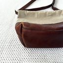 L.L.Bean  Khaki Waxed Canvas Brown Leather Trim Bottom Adjustable Crossbody Bag Photo 11