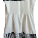 Madewell  Women Mini Dress M Ivory Black Stripes Preppy Coastal Travel Nautical Photo 7