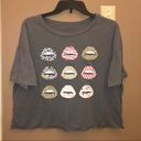 Grayson Threads  Sleepwear Lips Crop Tee Grey Medium Photo 1