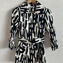 APPRAISAL Vintage Y2K Black White Belted Retro Short Trench Coat Womens Small Photo 0