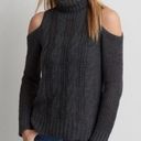 American Eagle  Outfitters Charcoal Grey Cold Shoulder Turtleneck Sweater Photo 0