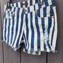 James Jeans  Striped Destroyed Denim Shorts Photo 2