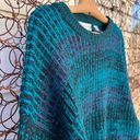 Vintage 90s Saturdays brand teal purple and black abstract striped knit sweater Size XL Photo 1