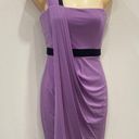 BCBG MAXAZRIA Y2K Grecian Lilac Draped One Shoulder Mini Dress Purple Black sz S Photo 0