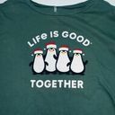 Life is Good  Sleep Shirt Womens Extra Small Christmas Penguins Long Sleeve Green Photo 1