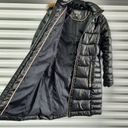 Gallery  Womens Puffer Coat Small Black Hooded Faux Fur Full Zip Winter Outerwear Photo 3