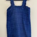 ZARA NWT  Textured Pinafore Pearl Accent Tweed Dress in Rich Blue - L Photo 6