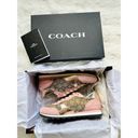 Coach NIB  C142 Sig Jacq Runner Sneaker Size 6/36 Khaki/Petal LDL Pink/Rosegold Photo 3