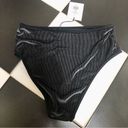 ONIA NWT  Noah Velvet Bikini Bottom Swim Suit Ribbed Black High-Waisted Bottom L Photo 4