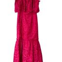 Monique Lhuillier  Lace Sleeveless Ruffled Tiered Maxi Gown Dress Fuschia Sz 8 Photo 1