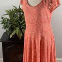 cupio Women’s  Coral Dress Size Large Lace Cape Sleeve Fit & Flare Lined Photo 1