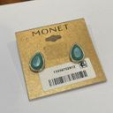 Monet NWT Signed  Earrings Pierced Gold Tone / Green Stud Photo 3