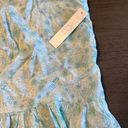 Abound  Sleeve Less Floral Front Ruched‎ Blue Green Ruffle Hem Womens Large Photo 1